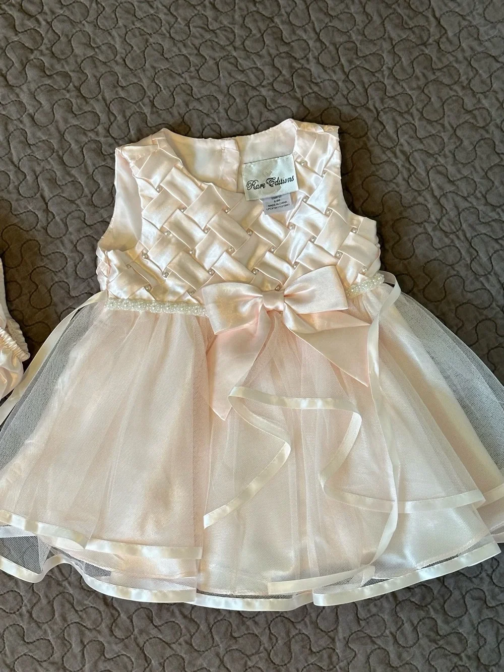 Rare Editions Pale Pink Party Dress with Bow